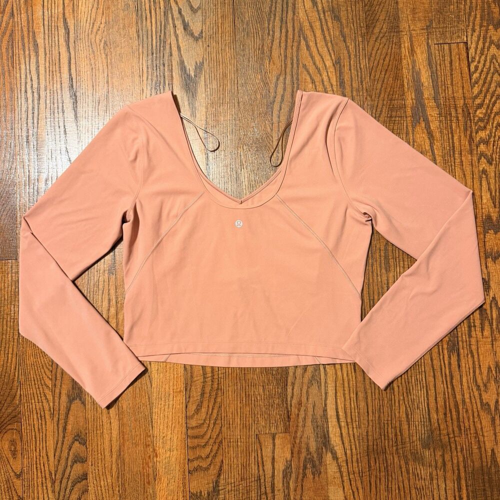 Lululemon Align Long Sleeve Shirt Crop Top Womens 12 Peach